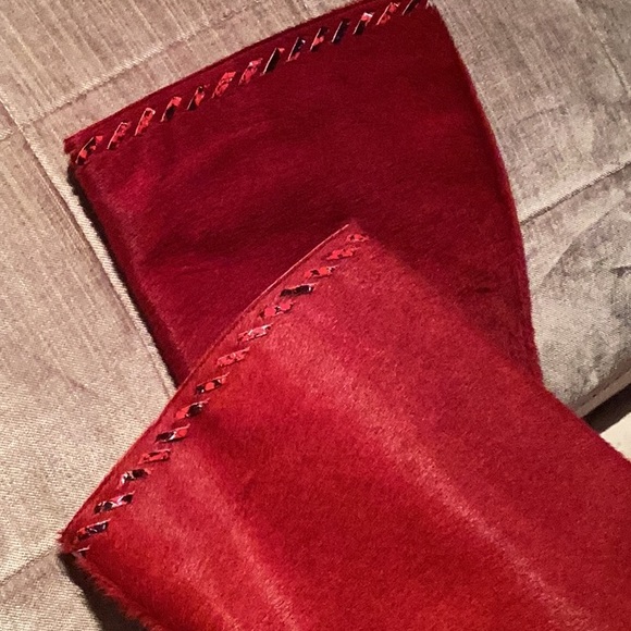 Emmanuel Ungaro Paris Red Calf Hair Snake Detailing Zip Up Boots size 7 1/2 M - Picture 9 of 16